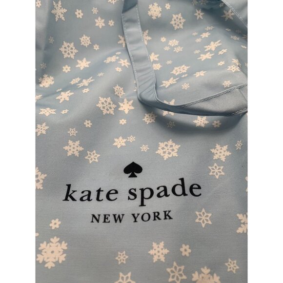Kate Spade New York Blue Snowflake Tote Bag Lightweight Reusable Shopping Bag - Picture 2 of 3